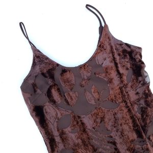 Vintage Brown Burnout Sleeveless Midi Dress